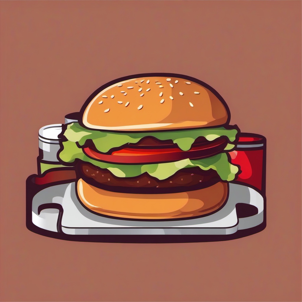 Hamburger clipart - hamburger on a cutting board being prepared  color,minimalist,vector clipart