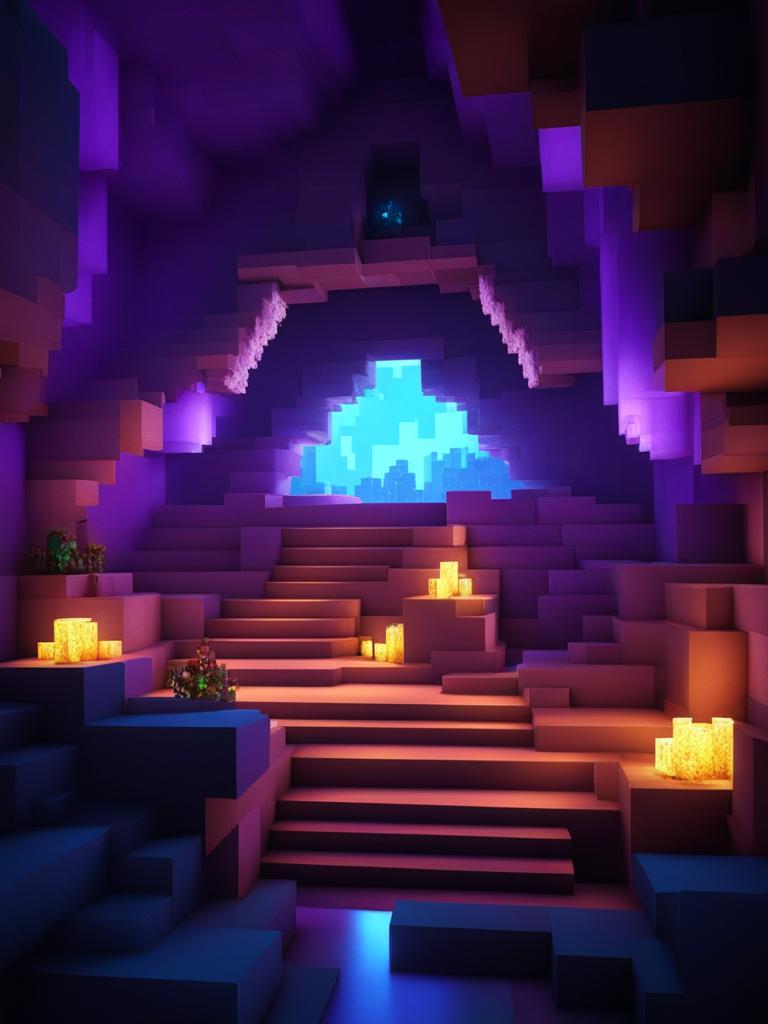 mystical crystal cave with glowing gems - minecraft house design ideas 