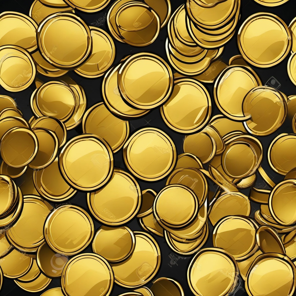 Gold Coins Clipart - A pile of gleaming gold coins, a treasure trove hidden from the eyes of pirates.  color clipart, minimalist, vector art, 