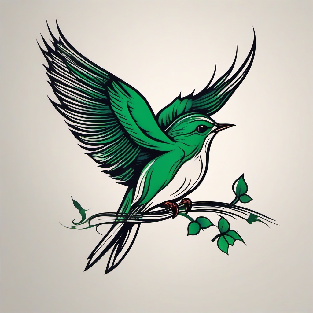 irish bird tattoo  simple color tattoo,minimal,white background