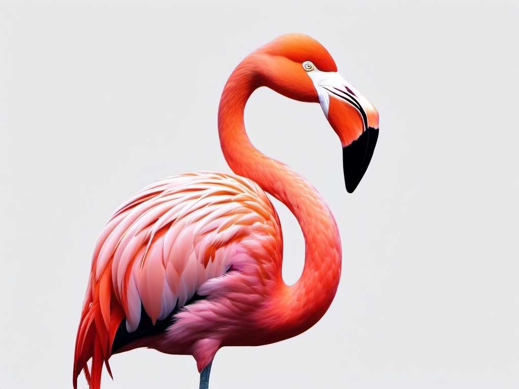 Flamingo cartoon style  minimal, white background