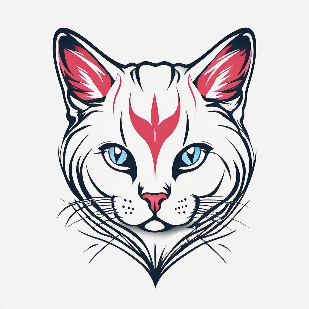 Cat Heartbeat Tattoo - Express your love for felines with a heartbeat-themed tattoo capturing the pulse of your affection for cats.  simple vector color tattoo,minimal,white background