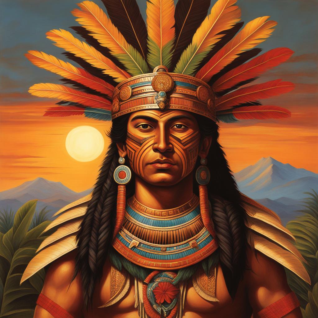 pacoima - the brave aztec warrior who became the god huitzilopochtli, symbolizing the sun. 