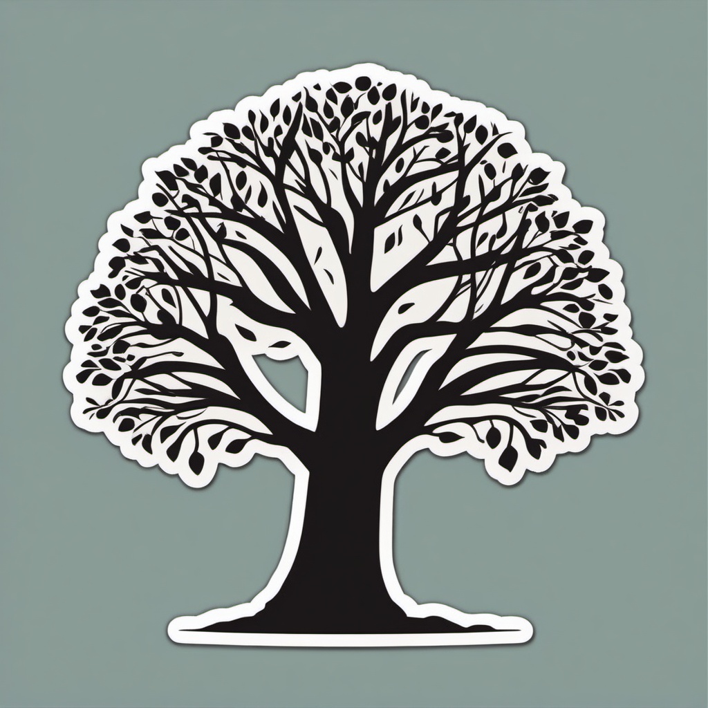 Tree Sticker - Simple tree silhouette, ,vector color sticker art,minimal