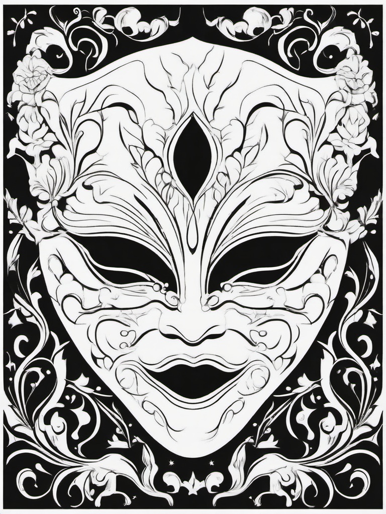 Creepy Mask Coloring Pages - Scary Disguises for Halloween Night  minimal black outline printable sheet, coloring page