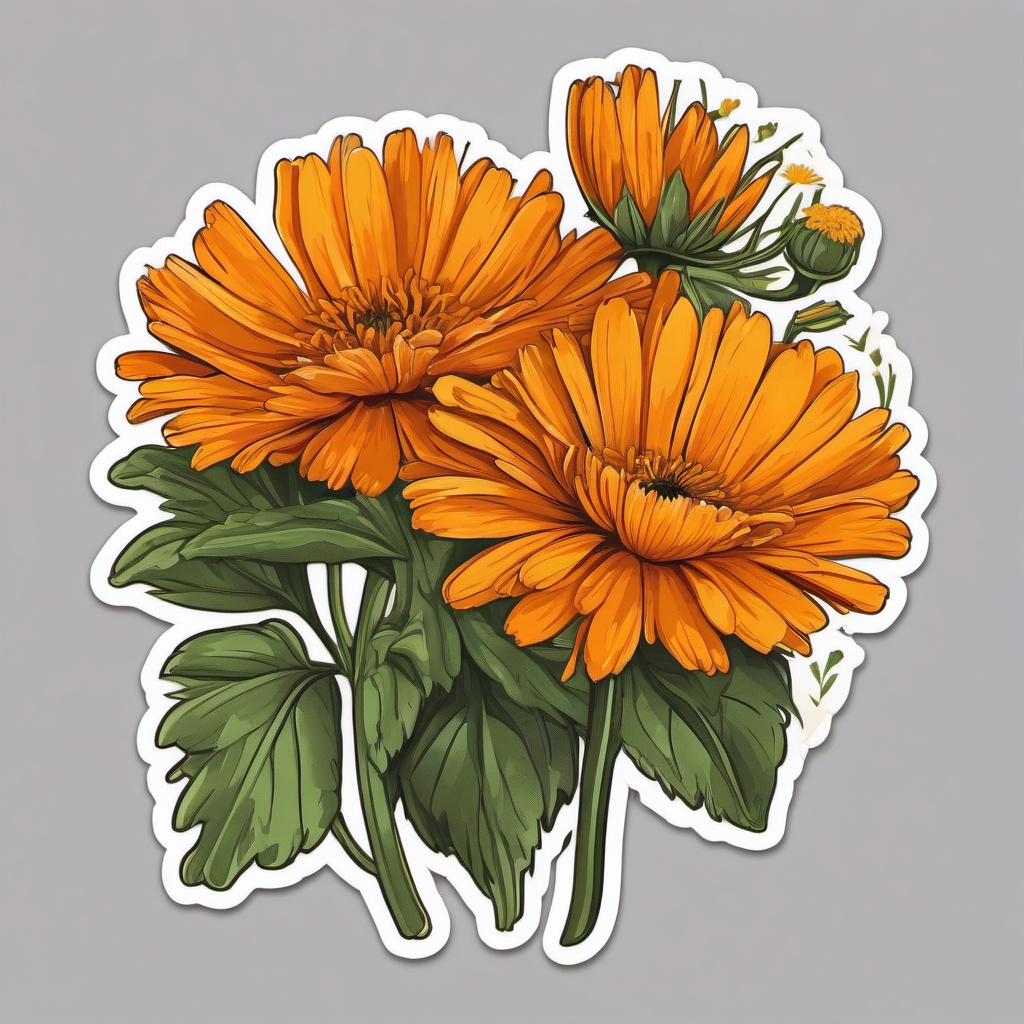 Calendula Sticker - Add a touch of sunshine to your garden with the vibrant and edible petals of calendula, , sticker vector art, minimalist design