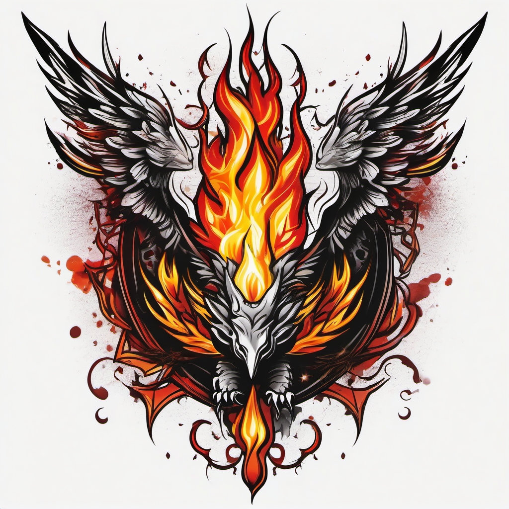 fireball tattoo design  simple color tattoo style,white background