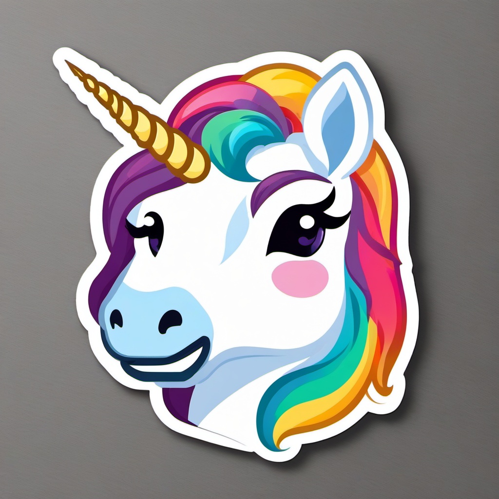 Unicorn Emoji Sticker - Mythical magic, , sticker vector art, minimalist design