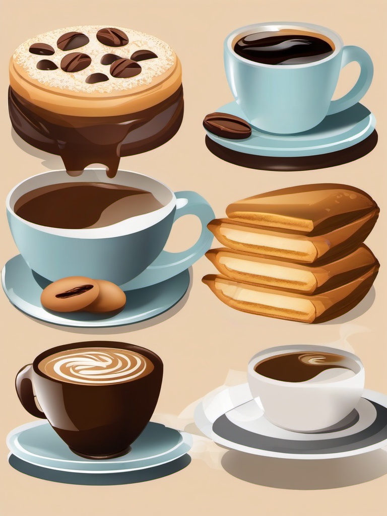 Lunch clipart - coffee and pastry  clipart