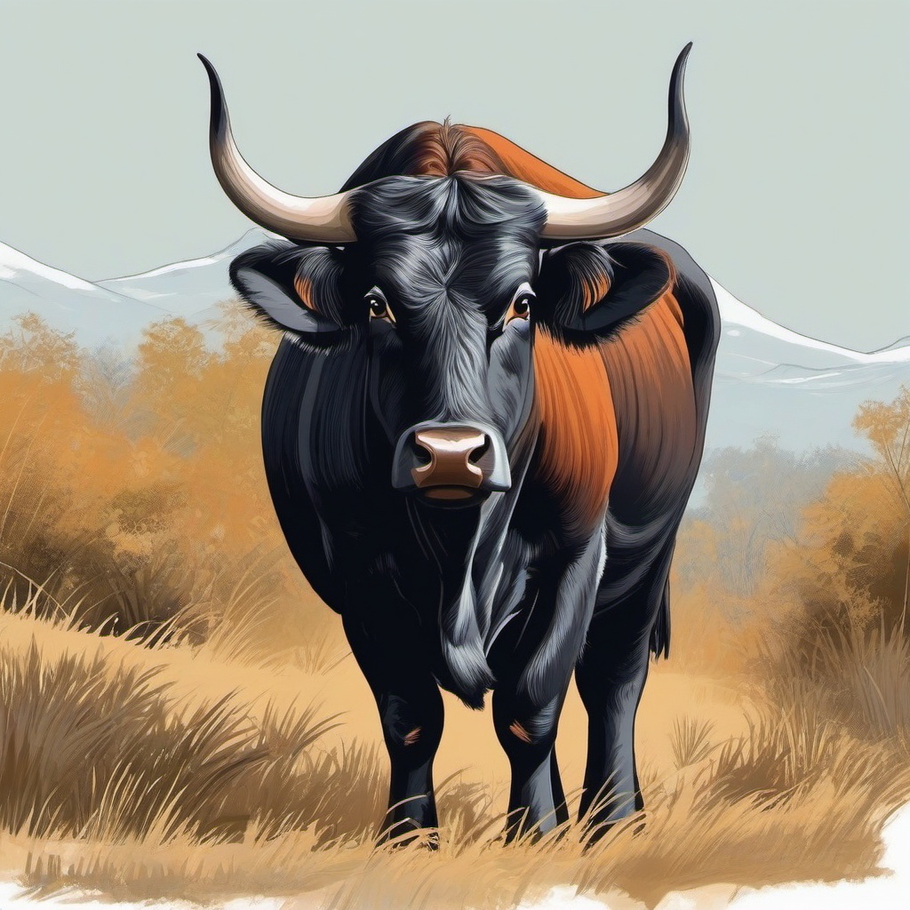 Gaur cartoon - large, wild cattle species from South Asia  