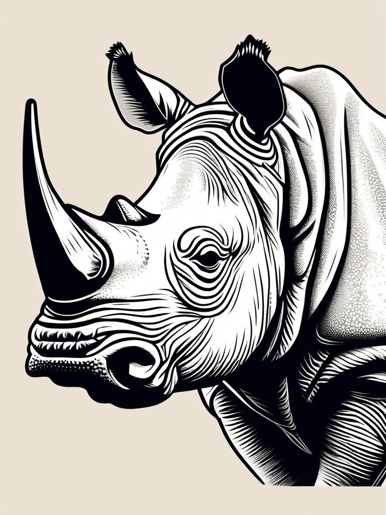 Rhinoceros clipart - Massive herbivore with a horned snout, ,vector color clipart,minimal