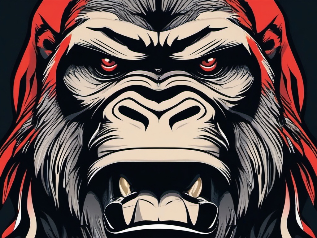 Gorilla Tattoo-Bold and strong tattoo featuring a gorilla, symbolizing strength, power, and primal energy.  simple color vector tattoo