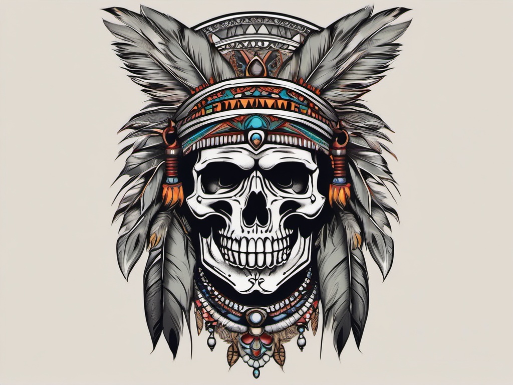 skeleton indian tattoo  simple vector color tattoo