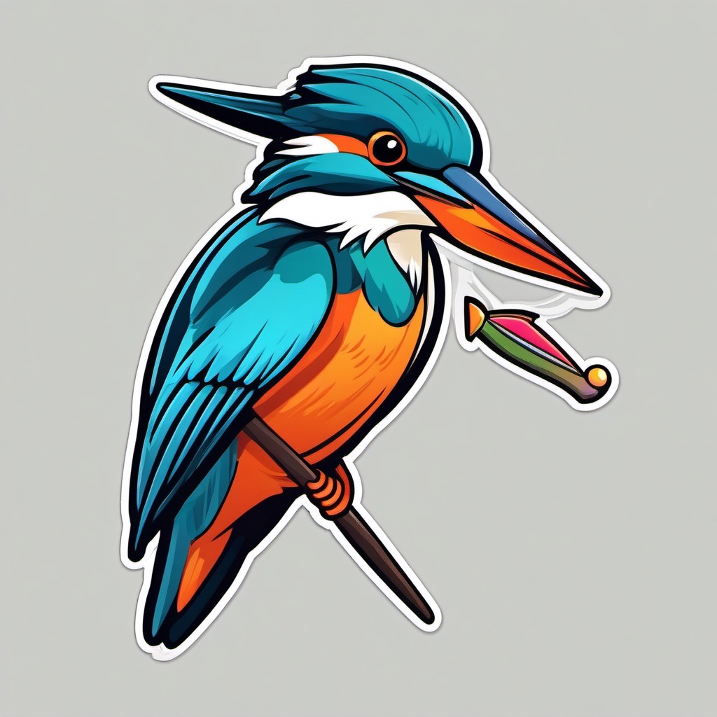 Kingfisher cartoon - colorful fishing bird  cartoon sticker style