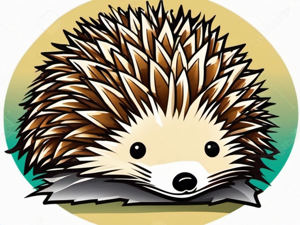 Hedgehog Sticker - A spiky hedgehog curled into a ball. ,vector color sticker art,minimal