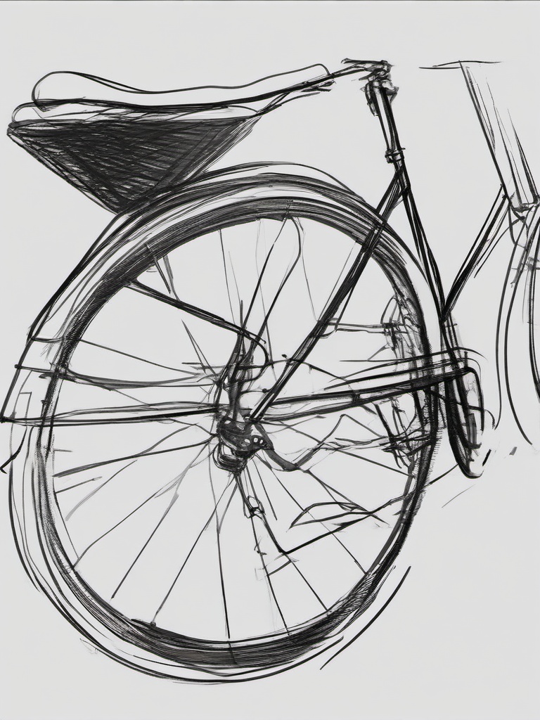 sketch of a bike  minimal rough sketch scribbles,doodles,black and white