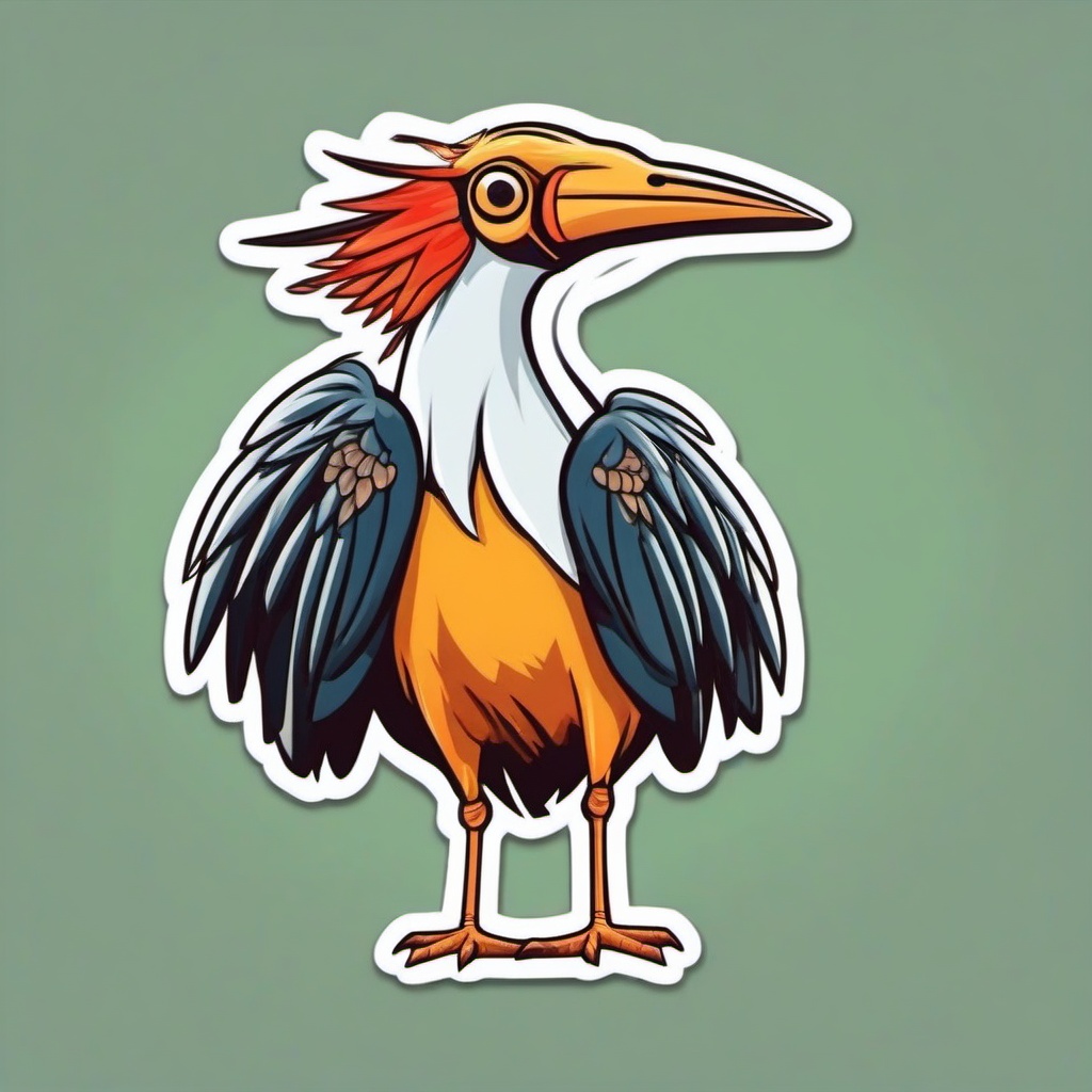 Crane cartoon - tall bird with long legs  cartoon sticker style