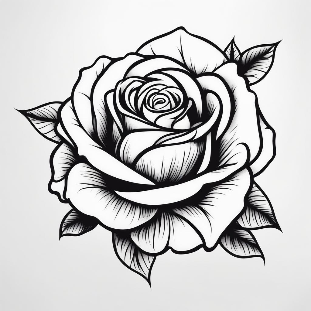 Rose tattoo outlines, Minimalist rose tattoos with simple outline designs. , color tattoo design, clean white background