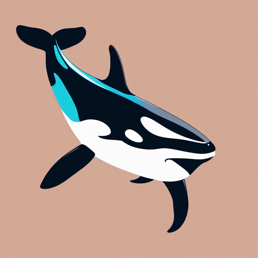 Whale clipart - killer whale swimming gracefully underwater  color,minimalist,vector clipart