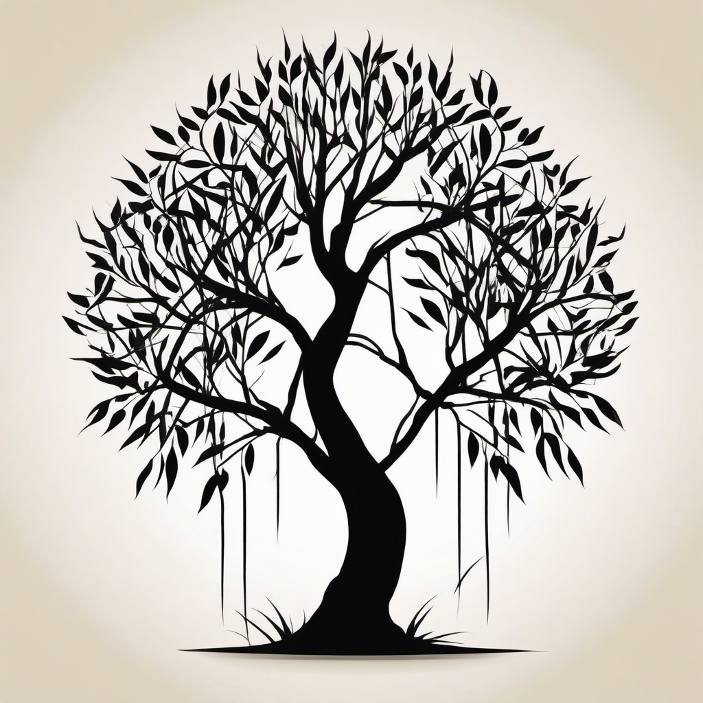 simple willow tree tattoo  simple vector color tattoo