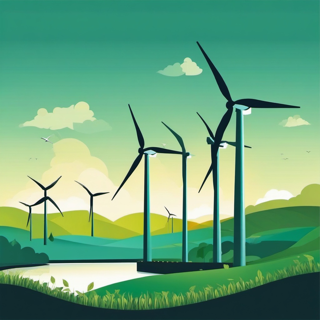 Renewable Energy Wind Farm Sustainability clipart - Renewable energy wind farm, ,vector color clipart,minimal