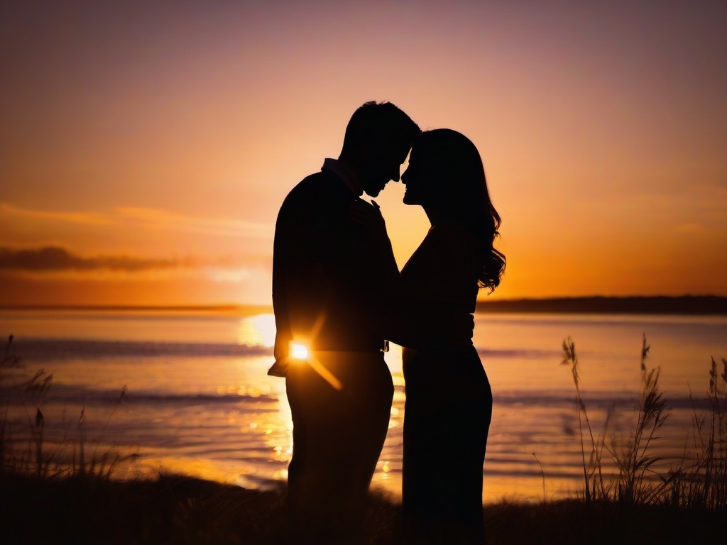 Happy Anniversary image - Sunset silhouette of a couple with Happy Anniversary in gold script  aesthetic pictures photo