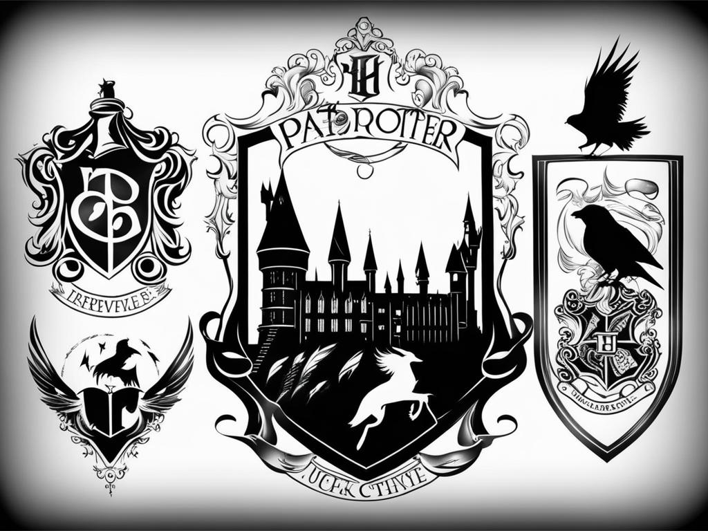 harry potter tattoo black and white design 