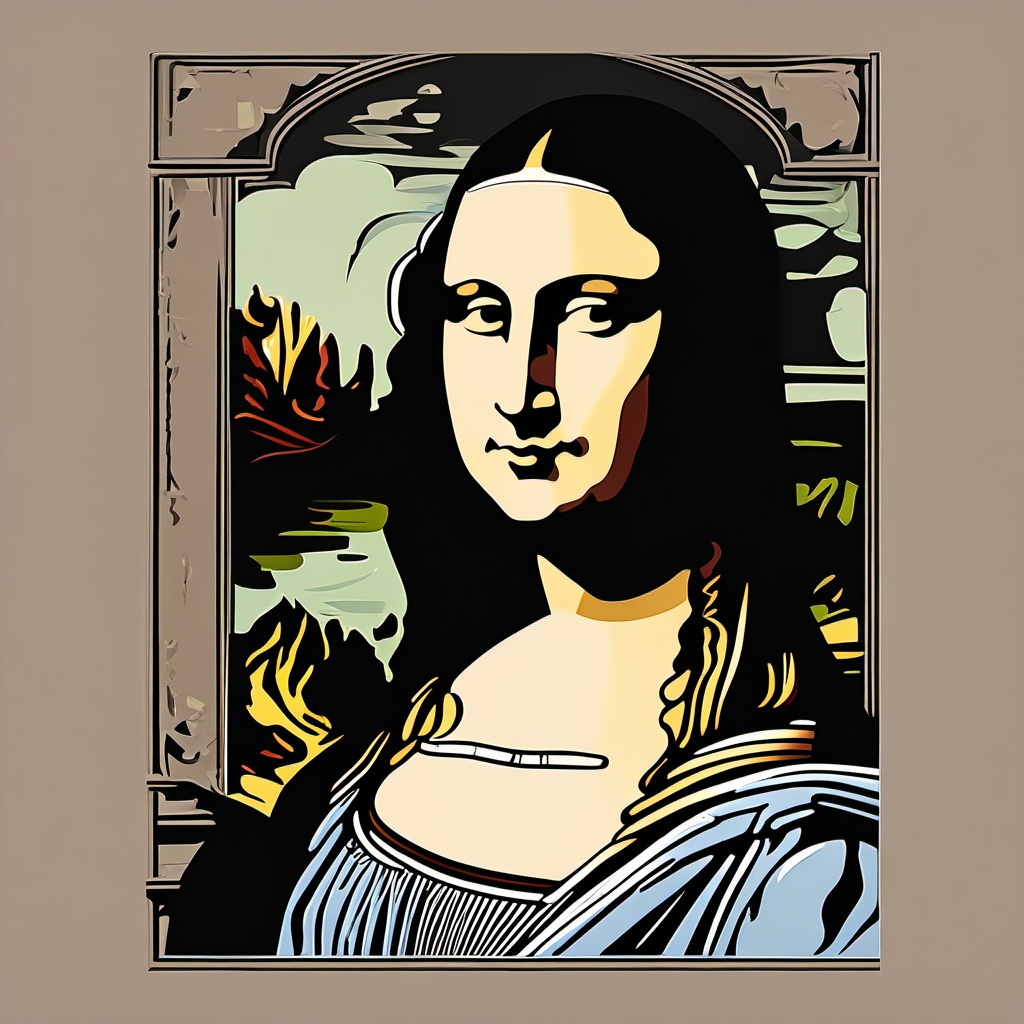 Mona Lisa clipart - Iconic painting by Leonardo da Vinci, ,color clipart vector style