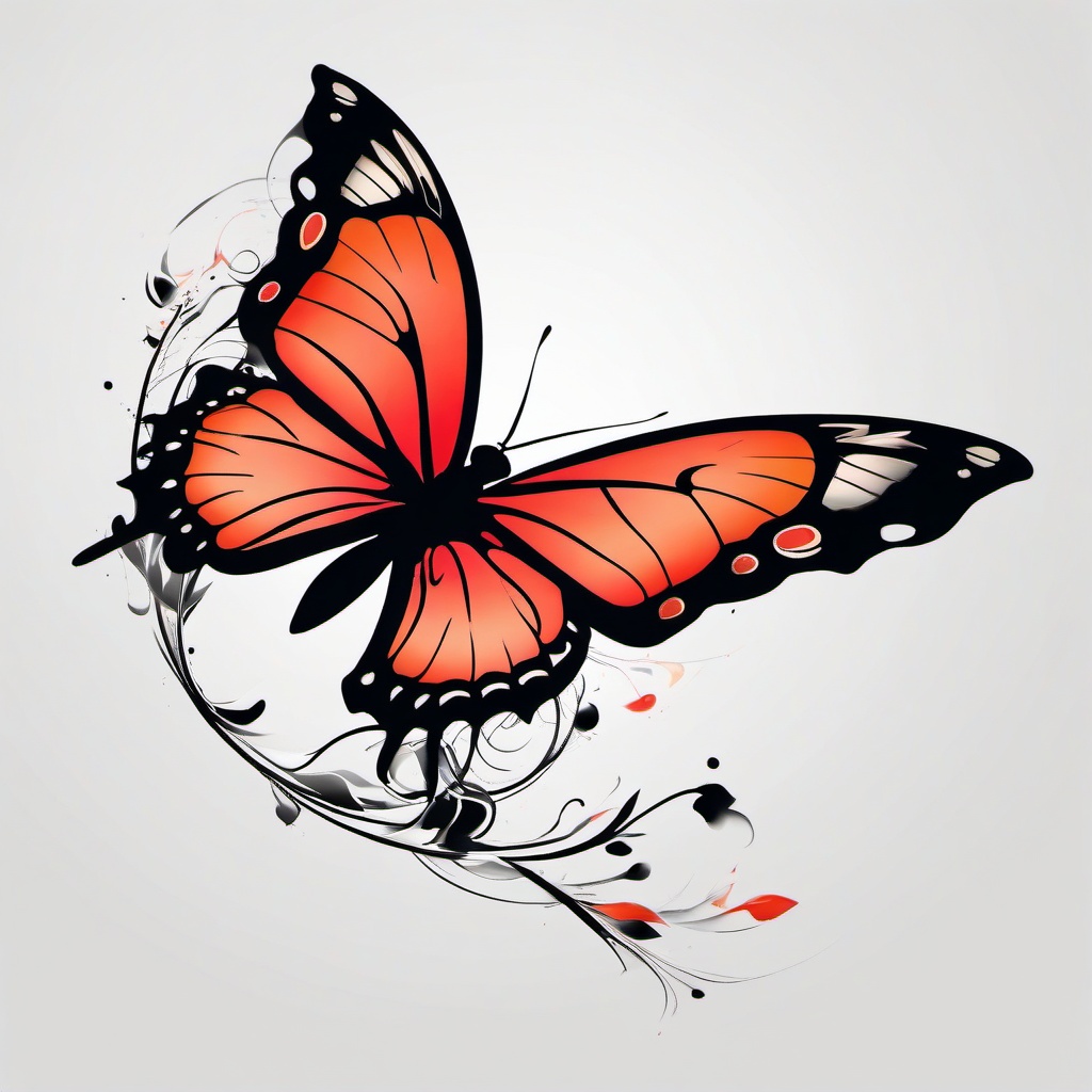 japanese tattoo butterfly  simple color tattoo, minimal, white background