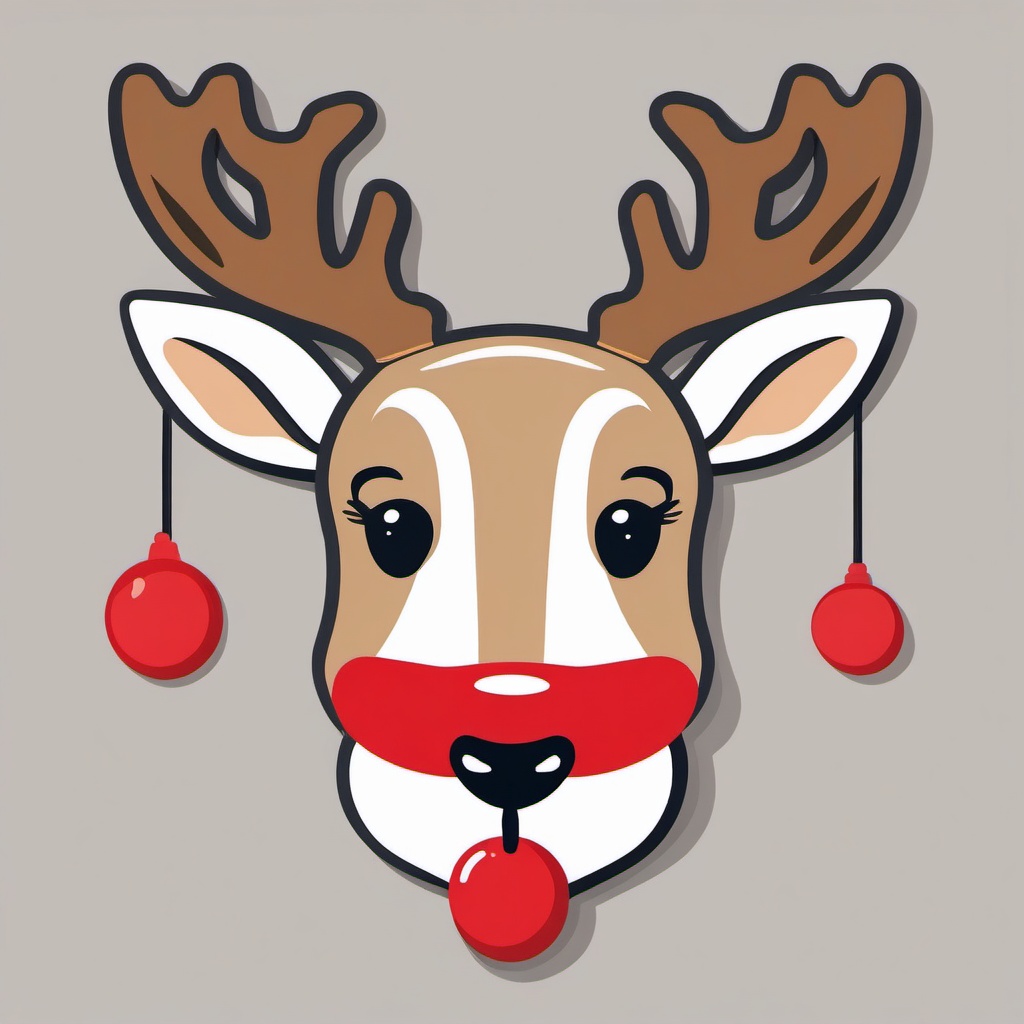 Rudolph clipart, The lovable reindeer with a bright red nose.  simple, 2d flat