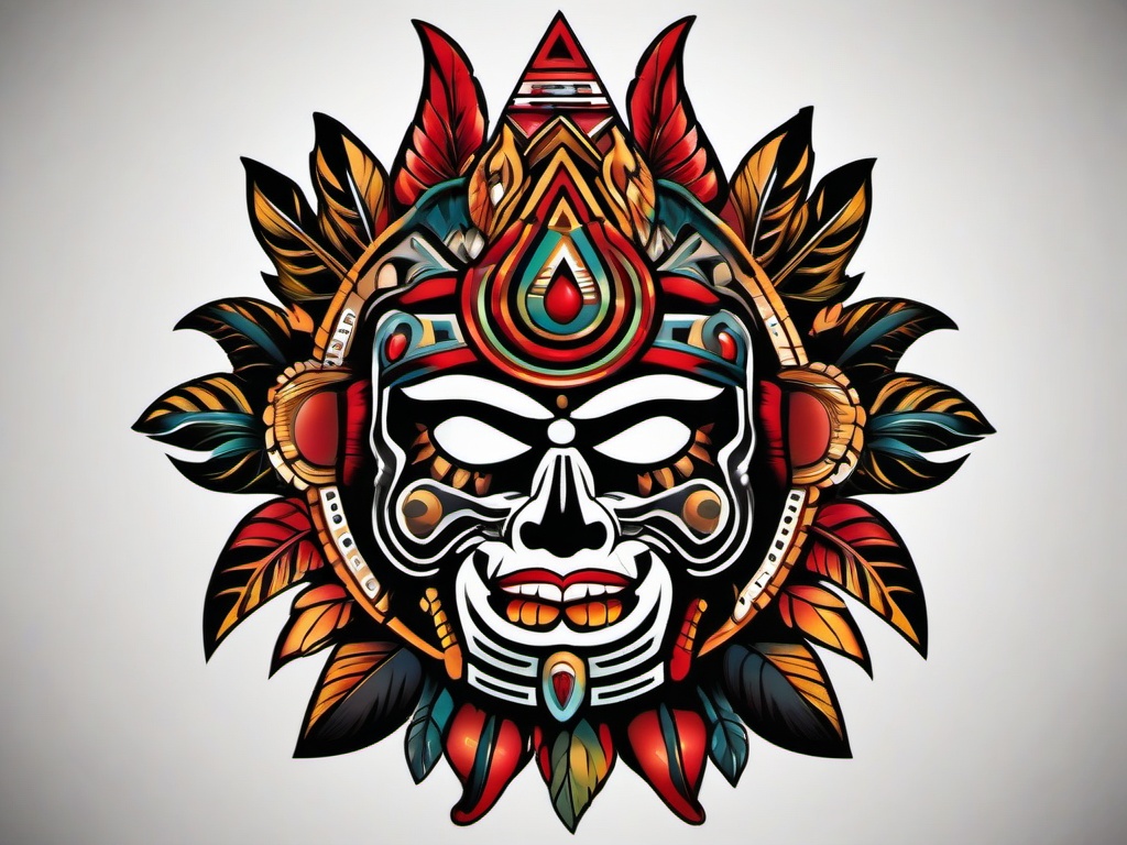 chicano aztec tattoos  simple vector color tattoo