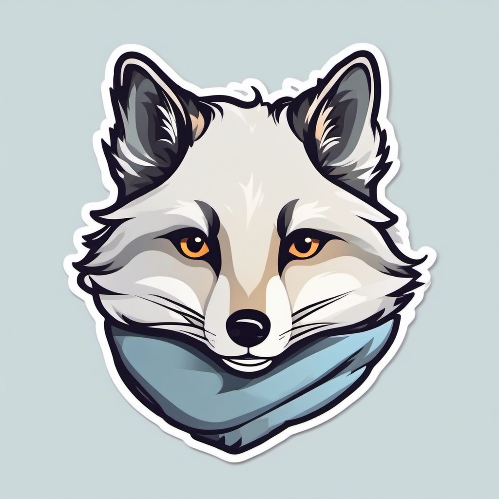 Arctic Fox Sticker - A sly arctic fox with a clever grin, ,vector color sticker art,minimal