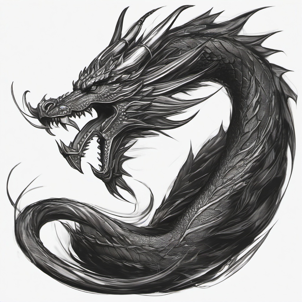 drawing of a legendary dragon  minimal rough sketch scribbles,doodles,black and white