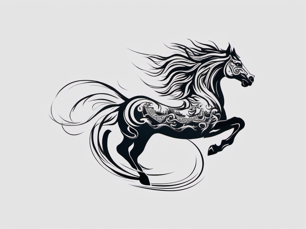 horse dragon tattoo  simple tattoo,minimalist,white background