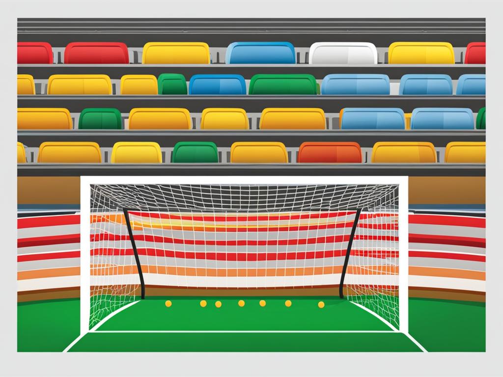 soccer ball clipart: scoring a goal in a crowded stadium. 