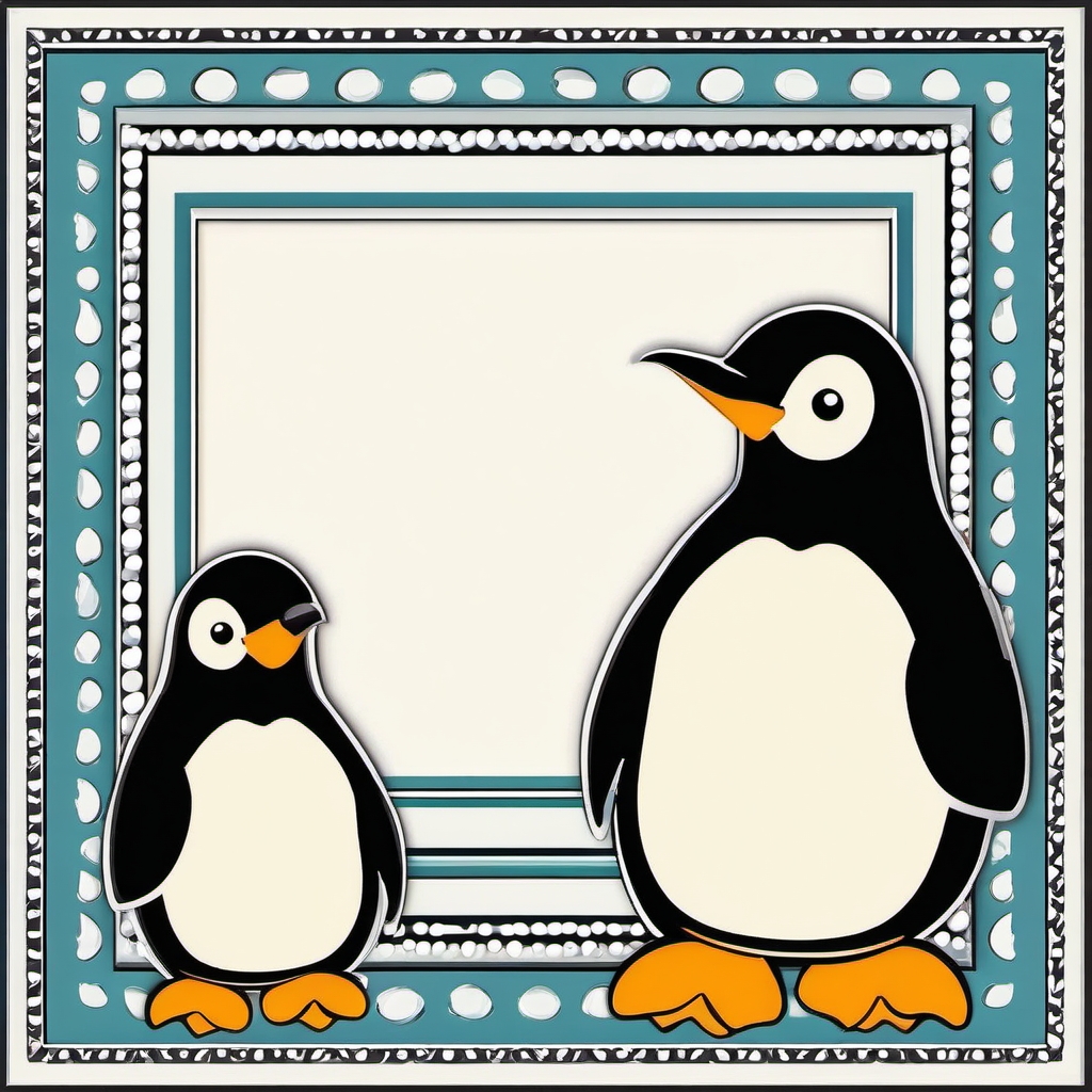 Penguin border - Add a touch of charm to your designs with decorative penguin borders and frames.  color vector clipart