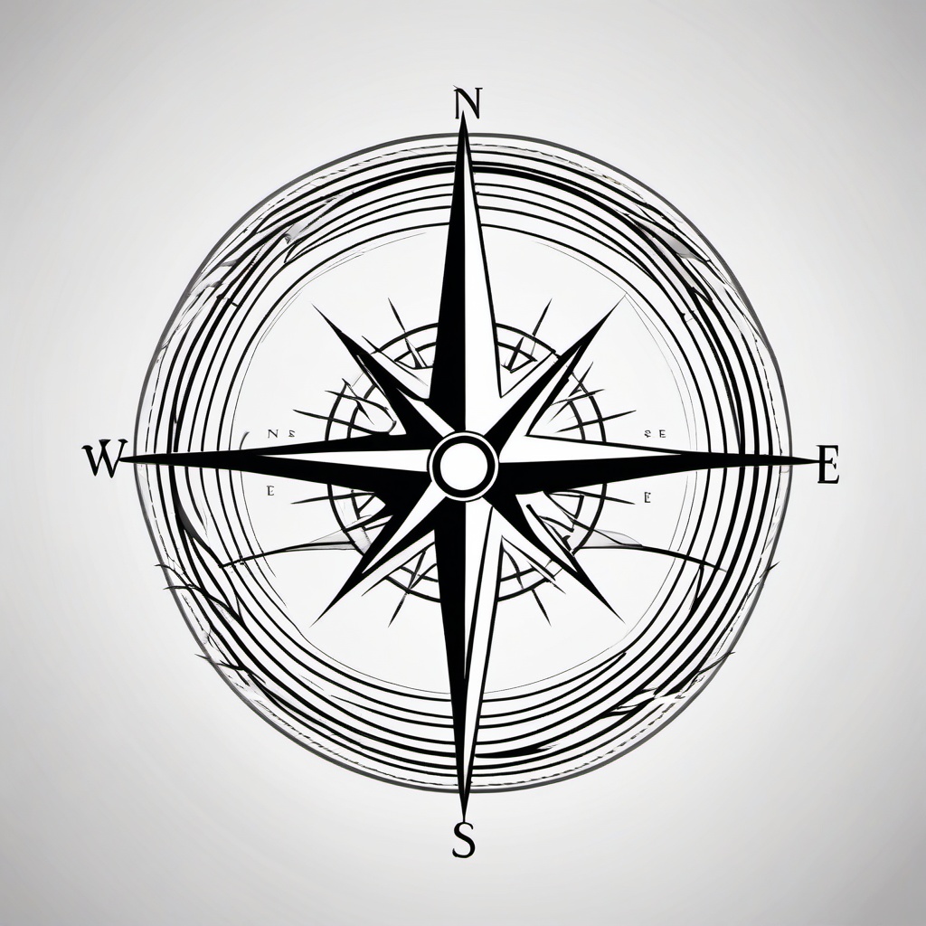 Compass Tattoo Simple - Simplified and straightforward compass design.  simple vector tattoo,minimalist,white background