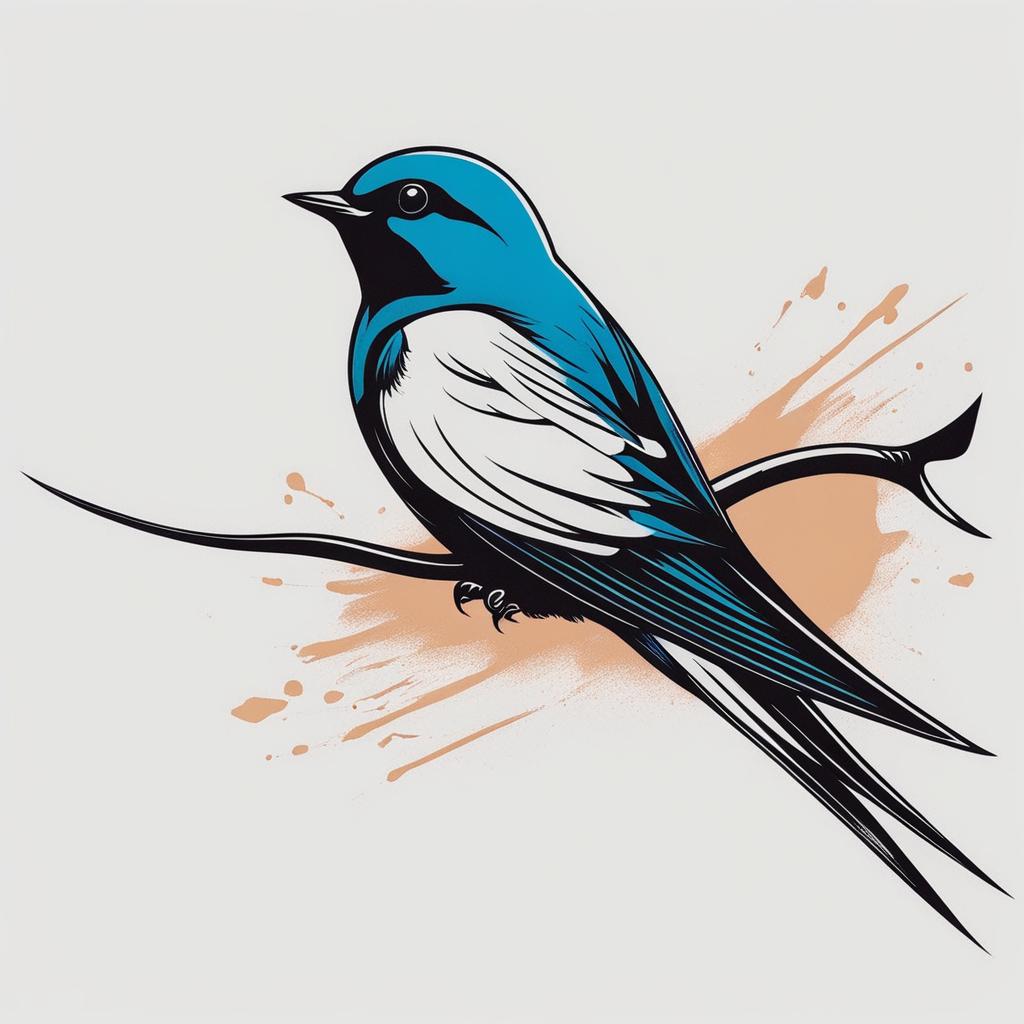 swallow tattoo minimalist color design 