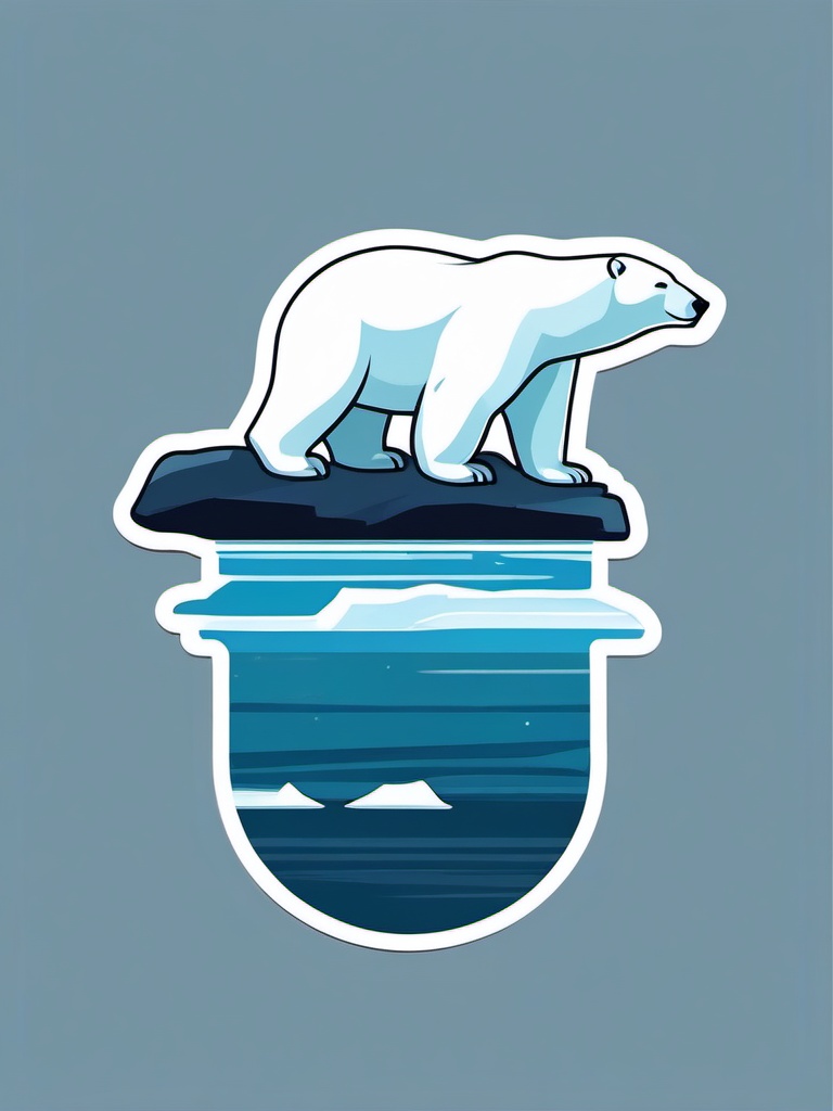 Polar Bear Sticker - A polar bear standing on an icy landscape. ,vector color sticker art,minimal