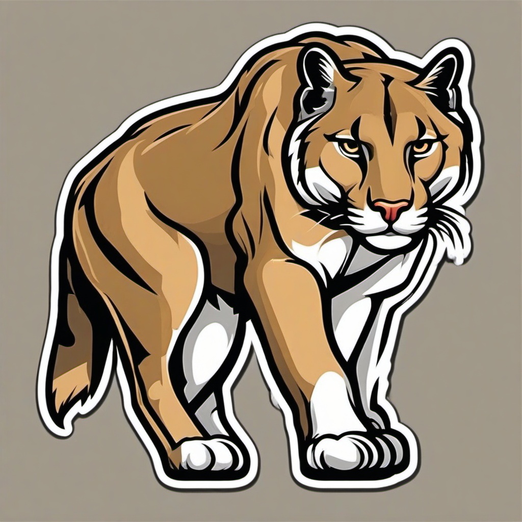 Cougar cartoon - powerful feline with a stealthy gait  cartoon sticker style