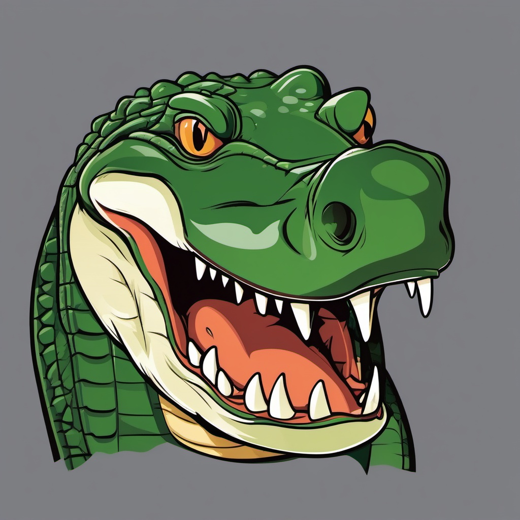 Crocodile clipart - Semi-aquatic reptile with a formidable bite, ,vector color clipart,minimal