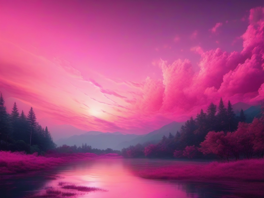 Pink Sky Background Dreamy Atmosphere with Pastel Pink Skies wallpaper splash art, vibrant colors, intricate patterns