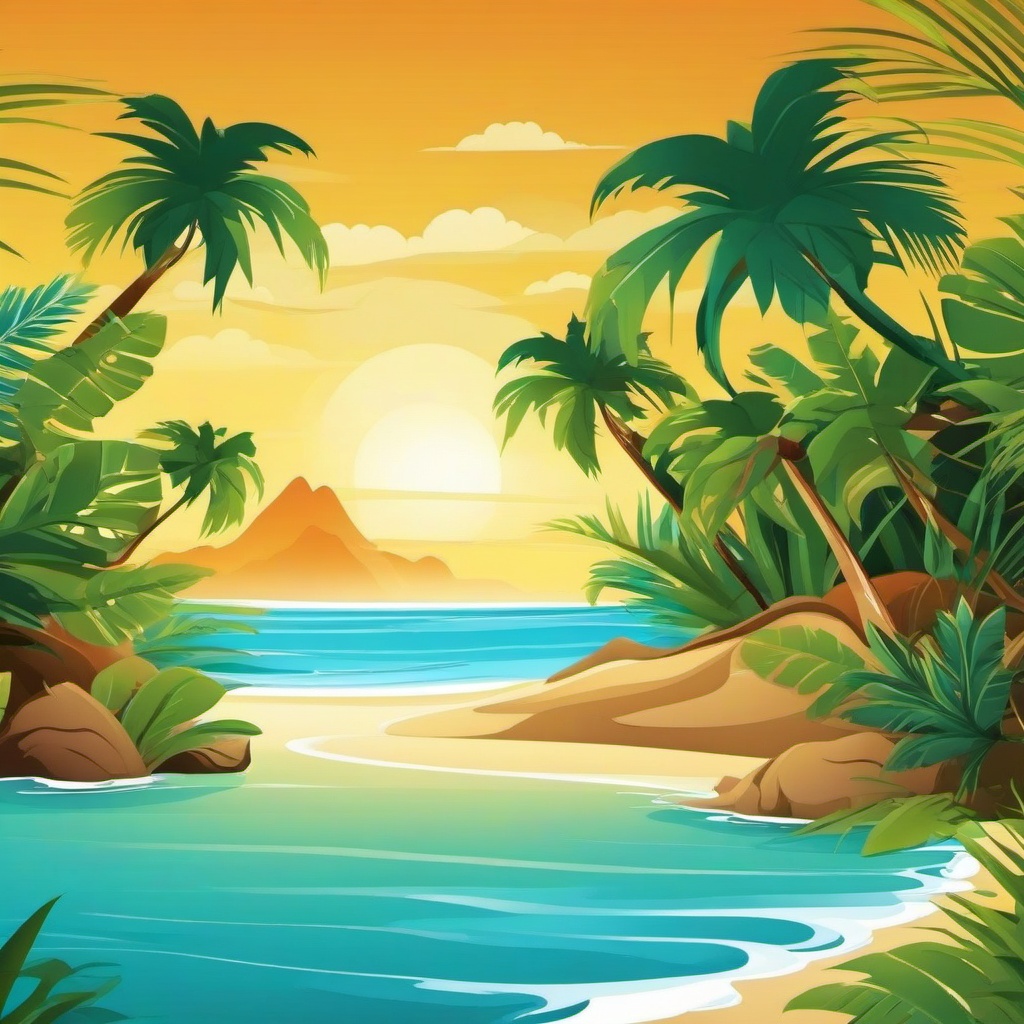 Beach Background Wallpaper - tropical background cartoon  