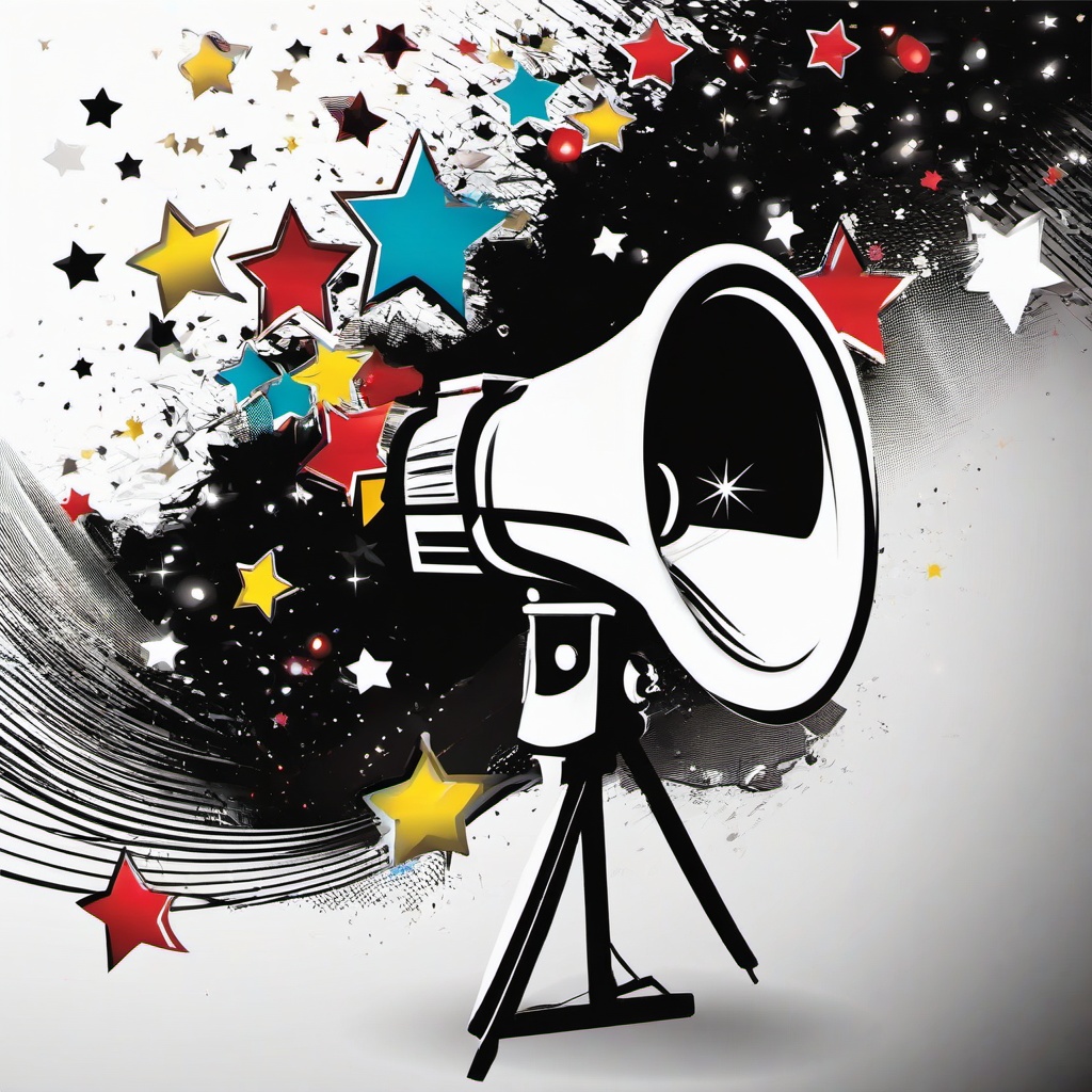 Megaphone clipart - megaphone with stars  vector clipart