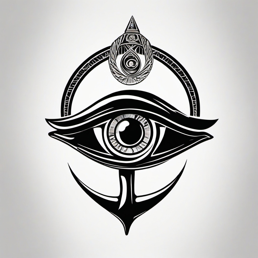 eye of horus and ankh tattoo designs  simple color tattoo,minimal,white background