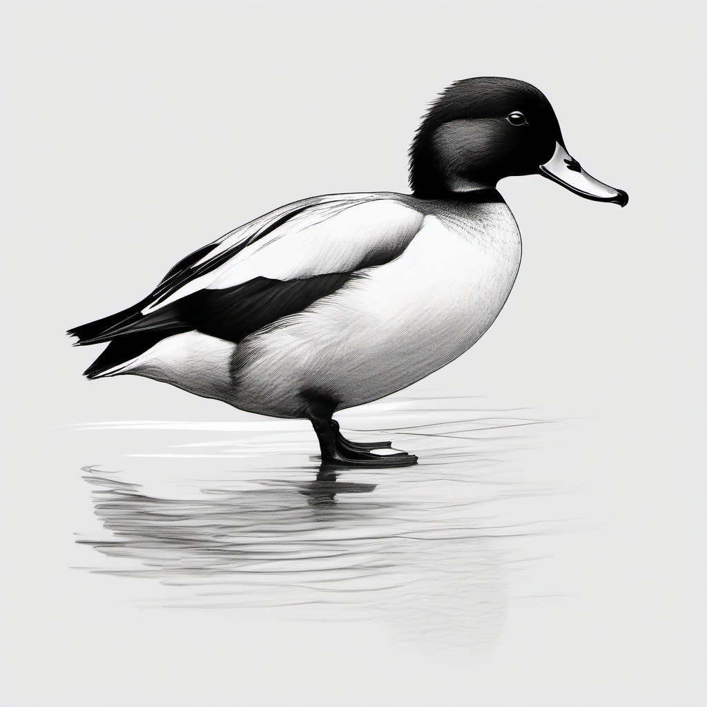 drawing of a tufted duck  minimal rough sketch scribbles,doodles,black and white