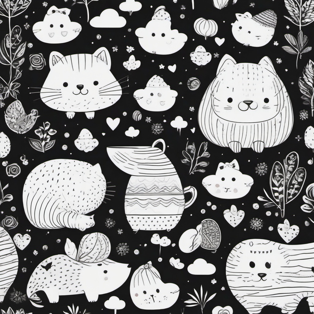 Cute Wallpapers Black And White - Monochrome with adorable illustrations  ,background wallpaper