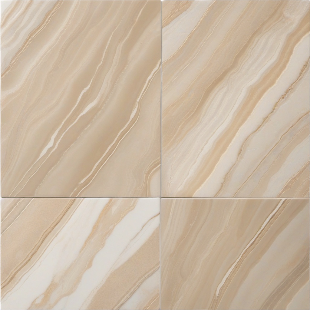 Porcelain tiles resembling Sahara Beige marble with a lustrous finish top view, product photoshoot realistic background, hyper detail, high resolution