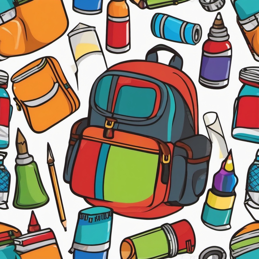 Backpack clipart - backpack with art supplies  clipart