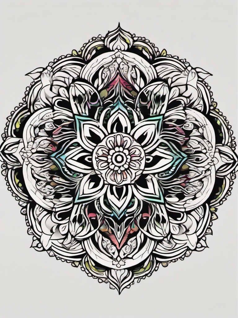 mandala vine tattoo  simple vector color tattoo